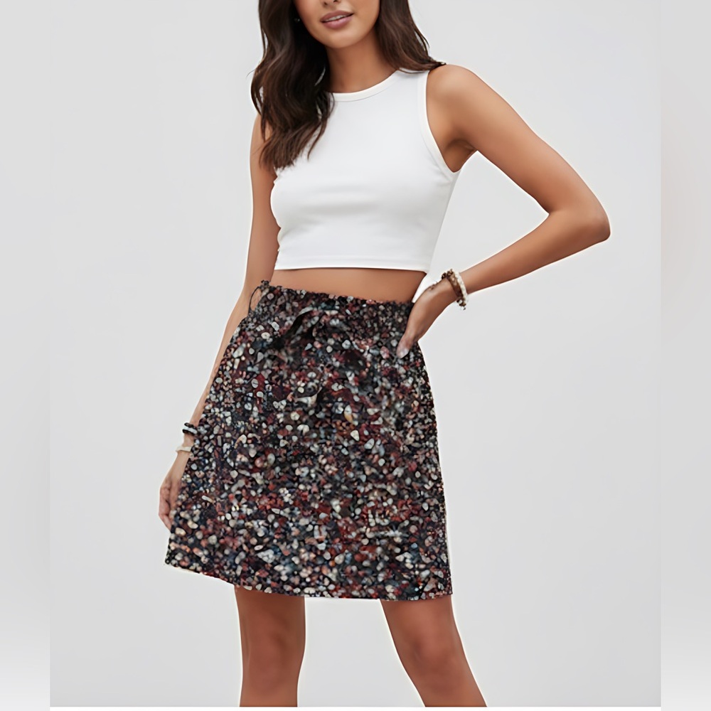 Frenchy Floral Print High Waist Skirt